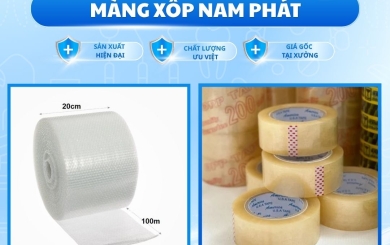 Combo xốp hơi 20cm, 50cm kèm dao cắt và băng keo chuyên dụng cho shop phụ kiện