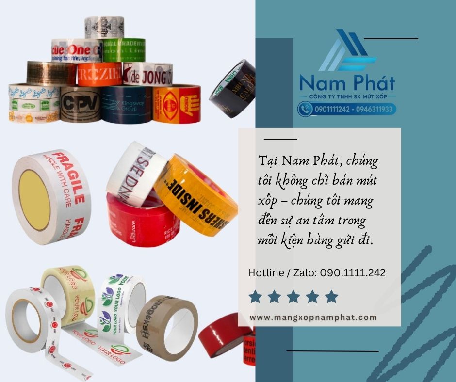 Đặt sản xuất băng keo in logo thương hiệu giá rẻ tận xưởng là giải pháp vừa phục vụ nhu cầu đóng gói vừa hỗ trợ doanh nghiệp xây dựng hình ảnh thương hiệu trên từng kiện hàng. 