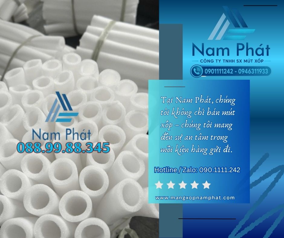 Ống xốp PE foam có trọng lượng nhẹ, mềm, đàn hồi tốt, dễ thao tác và có thể sản xuất theo nhiều đường kính, độ dày khác nhau.