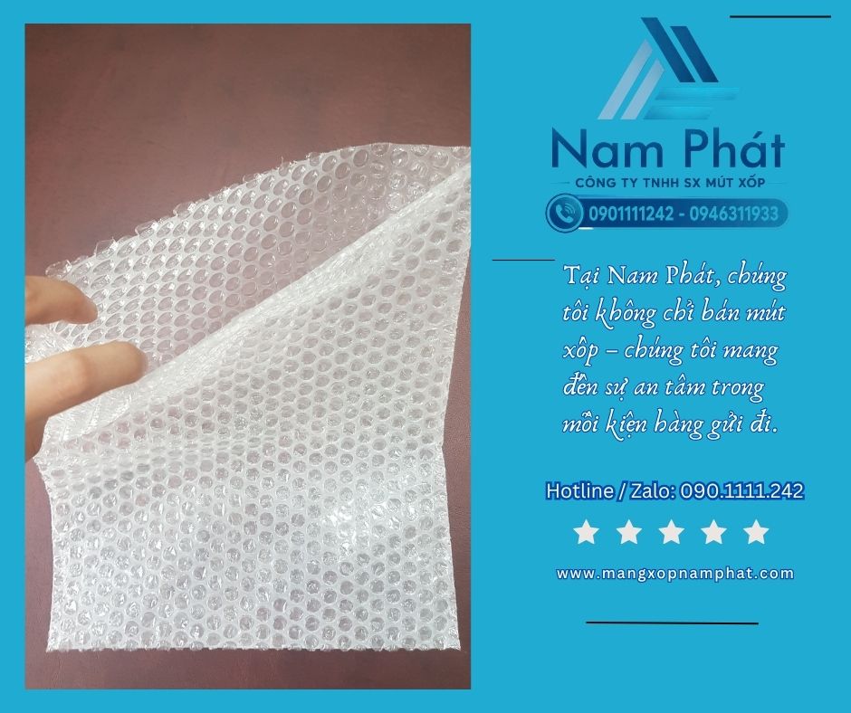 Xưởng sản xuất MÚT XỐP NAM PHÁT tự hào là đơn vị uy tín hàng đầu chuyên sản xuất và phân phối trực tiếp các dòng túi xốp hơi dán xé, màng xốp khí bọc hàng, xốp bóp nổ và màng xốp pe foam gia công theo kích thước chuẩn với mức giá sỉ tận gốc nhà máy.