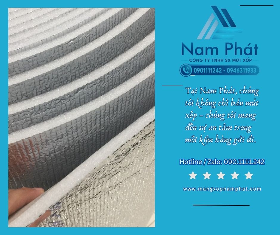 Mút xốp PE foam tráng bạc cách nhiệt (màng PE foam dán OPP) thực sự là một giải pháp chống nóng rất tốt, hiệu quả rõ rệt và tối ưu chi phí, đặc biệt phù hợp cho mái tôn nhà xưởng, nhà ở dân dụng, trần nhà và đường ống dẫn.