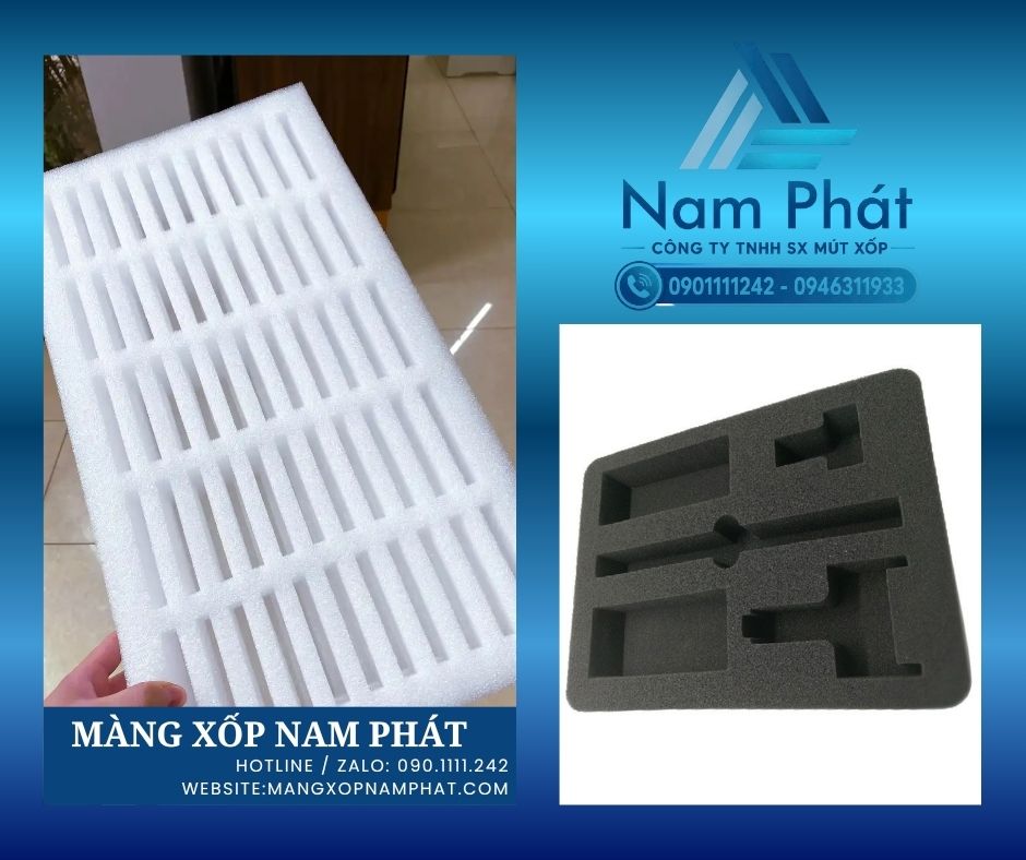 CÔNG TY TNHH SẢN XUẤT MÚT XỐP NAM PHÁT mang đến dịch vụ tư vấn, thiết kế và gia công khay mút xốp định hình theo yêu cầu với số lượng linh hoạt, hỗ trợ làm mẫu thực tế và cung cấp mức giá sỉ tận xưởng cạnh tranh nhất trên địa bàn TP.HCM.