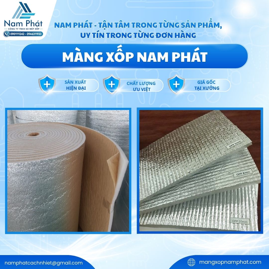  Sản phẩm màng OPP cách nhiệt (còn gọi là mút xốp PE foam tráng bạc, màng PE foam dán OPP) nổi lên như một giải pháp chống nóng quốc dân nhờ hiệu quả tản nhiệt vượt trội, độ bền cao và chi phí thi công vô cùng hợp lý.
