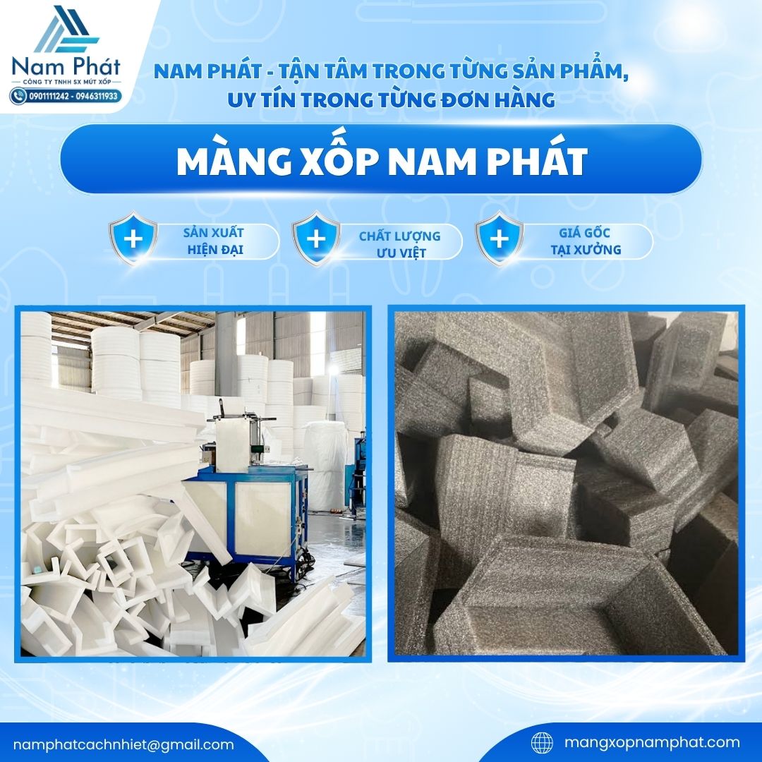 Mút Xốp Nam Phát trực tiếp sản xuất, ép dập khuôn và phân phối góc xốp PE foam định hình cùng các vật tư đóng gói đồ gỗ nội thất