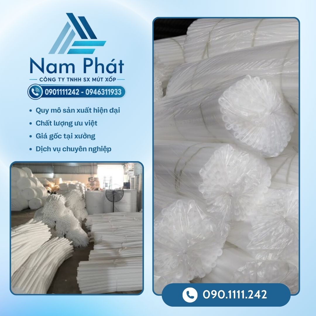 MÚT XỐP NAM PHÁT tự hào là đơn vị tiên phong trực tiếp sản xuất, gia công đùn ép và phân phối các dòng ống xốp PE foam, mút xốp định hình và vật tư bảo vệ bề mặt với bảng giá sỉ cạnh tranh tận xưởng tại khu vực TP.HCM, Bình Dương và trên toàn quốc.