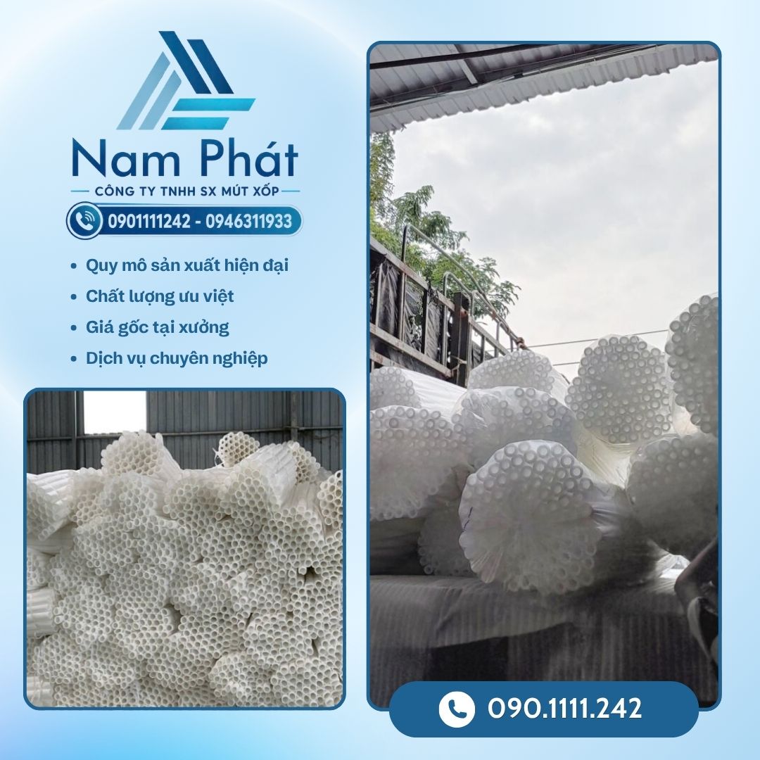 MÚT XỐP NAM PHÁT tự hào là đơn vị tiên phong trực tiếp sản xuất, đùn ép và gia công các dòng ống xốp PE foam chất lượng cao từ 100% hạt nhựa nguyên sinh LDPE, cam kết mang đến bảng báo giá sỉ tận xưởng cạnh tranh nhất tại TP.HCM, Bình Dương và trên toàn quốc.