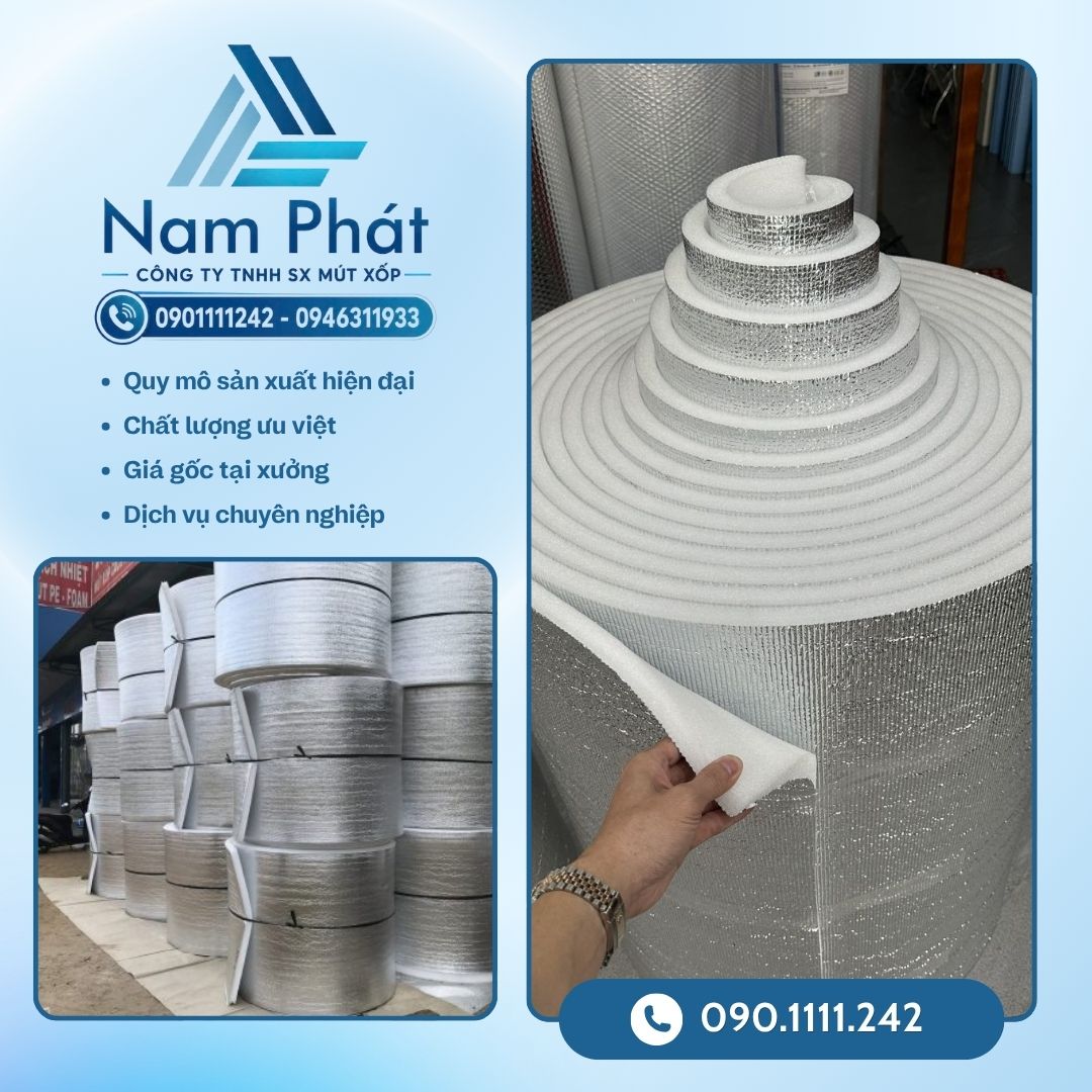Là thương hiệu tiên phong trực tiếp sản xuất vật liệu cách nhiệt và đệm lót bảo vệ tại khu vực phía Nam, MÚT XỐP NAM PHÁT mang đến cho thị trường các dòng sản phẩm màng OPP cách nhiệt, mút xốp PE foam tráng bạc