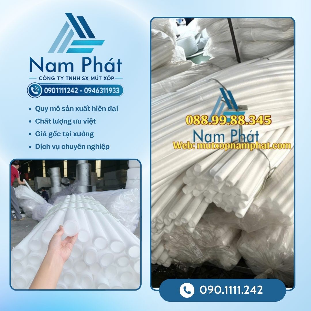 MÚT XỐP NAM PHÁT chuyên phân phối các dòng ống xốp PE foam rỗng, ống bảo ôn, ống xốp tròn bọc hàng và thanh xốp chèn khe backer rod đạt chuẩn kỹ thuật cao với cam kết bảng giá sỉ cạnh tranh tận xưởng tốt nhất thị trường.